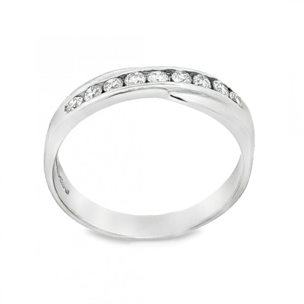 18ct White Gold Twist Diamond Half-Eternity Ring -Size L -0.27ct
