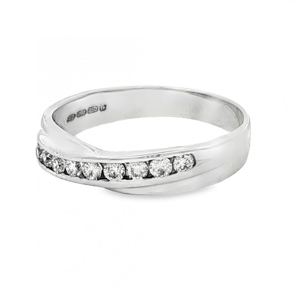 18ct White Gold Twist Diamond Half-Eternity Ring -Size L -0.27ct