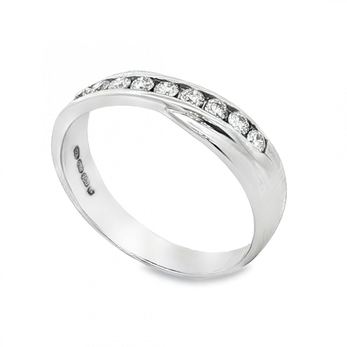 18ct White Gold Twist Diamond Half-Eternity Ring -Size L -0.27ct