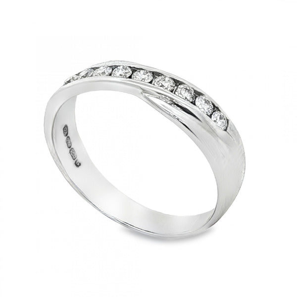 18ct White Gold Twist Diamond Half-Eternity Ring -Size L -0.27ct