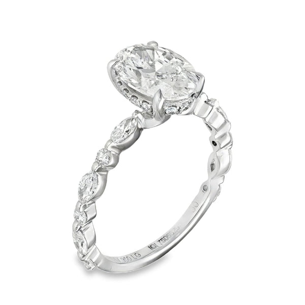 2.64ct Platinum Certified Oval Diamond Engagement Ring - E/VS2