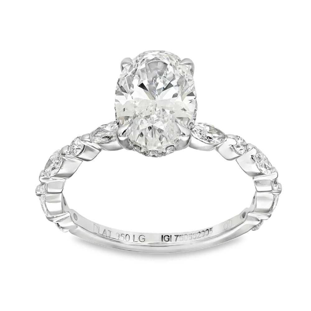 2.64ct Platinum Certified Oval Diamond Engagement Ring - E/VS2