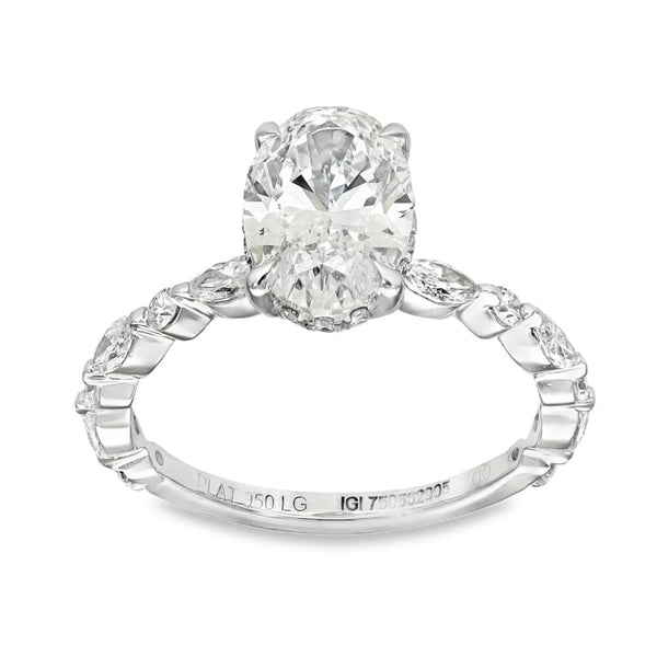 2.64ct Platinum Certified Oval Diamond Engagement Ring - E/VS2
