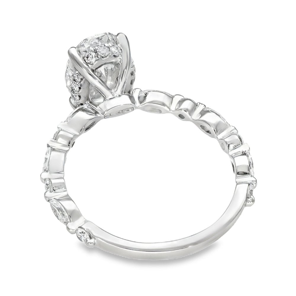 2.64ct Platinum Certified Oval Diamond Engagement Ring - E/VS2