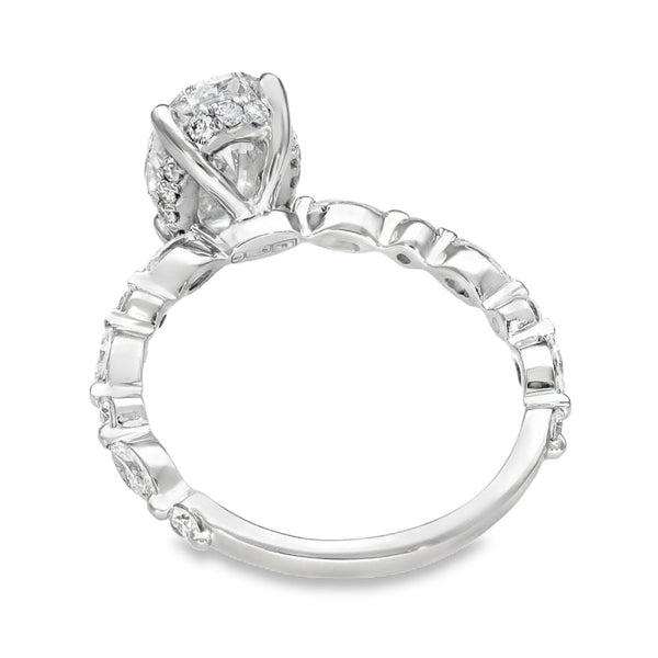 2.64ct Platinum Certified Oval Diamond Engagement Ring - E/VS2
