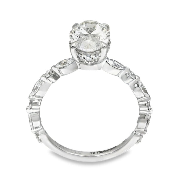 2.64ct Platinum Certified Oval Diamond Engagement Ring - E/VS2