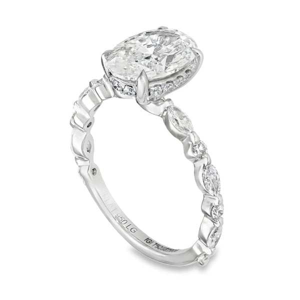 2.64ct Platinum Certified Oval Diamond Engagement Ring - E/VS2