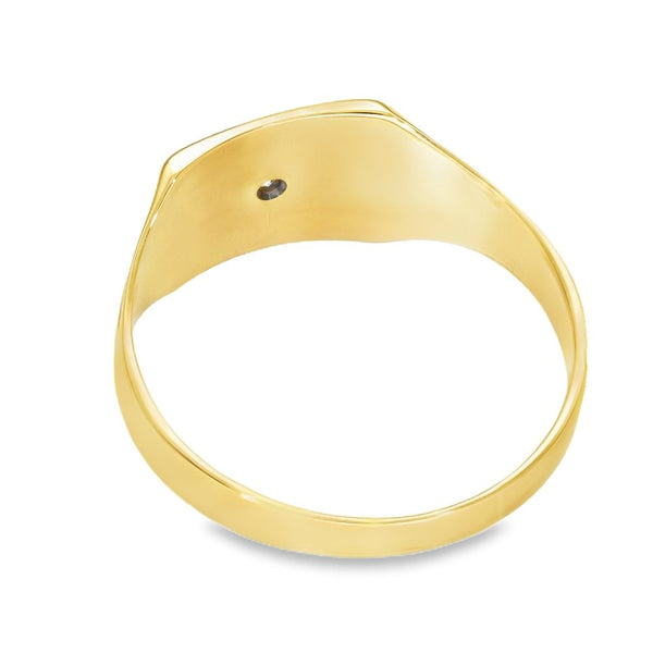 9ct Yellow Gold Cushion Diamond Signet Ring - Size Y½ - 0.01ct