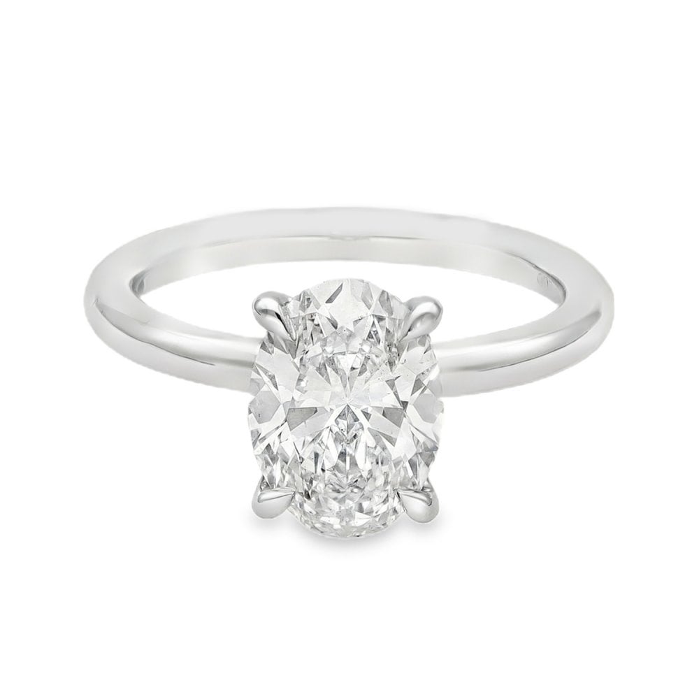 2.18ct Platinum Certified Oval Diamond Engagement Ring - E/VS2