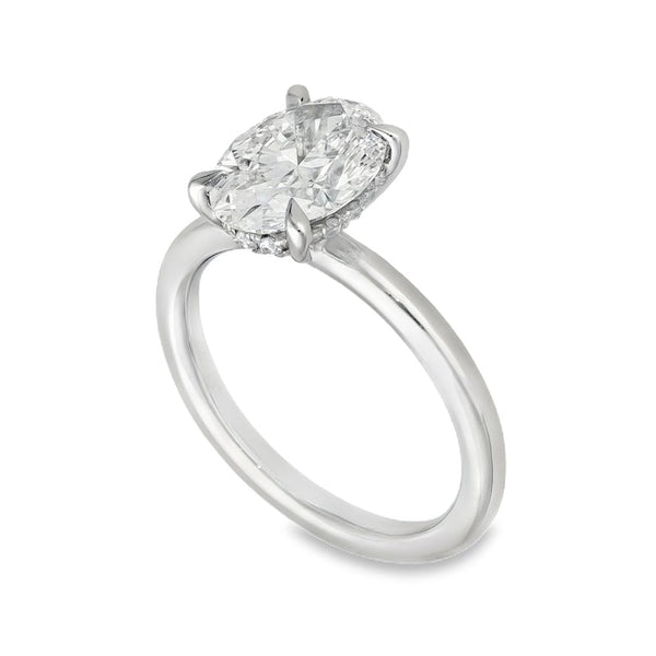 2.18ct Platinum Certified Oval Diamond Engagement Ring - E/VS2
