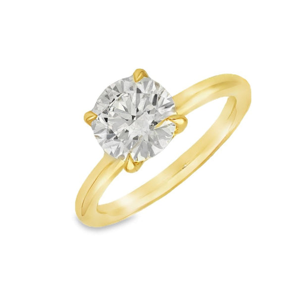 2.08ct Yellow Gold Round Diamond Engagement Ring - F/VS2