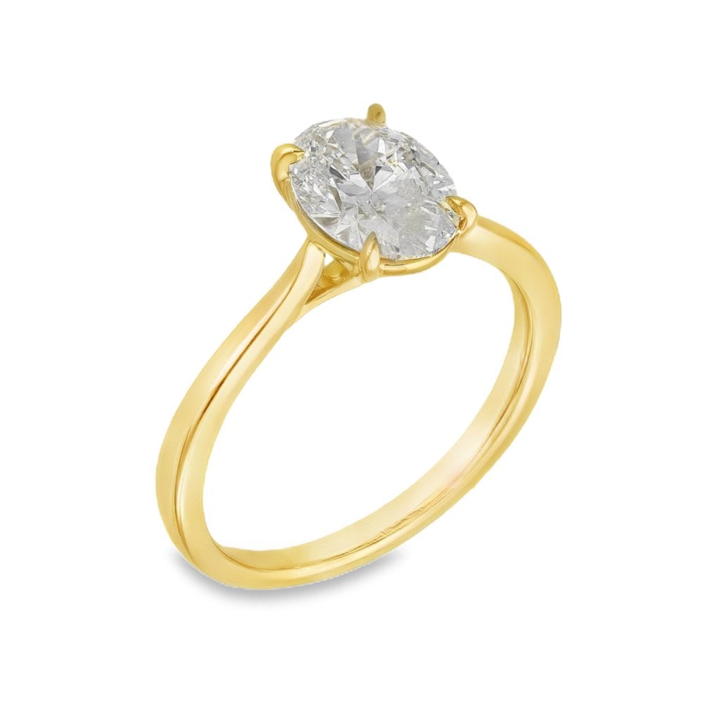 1.55ct Yellow Gold Certified Oval Diamond Engagement Ring -F/VS2