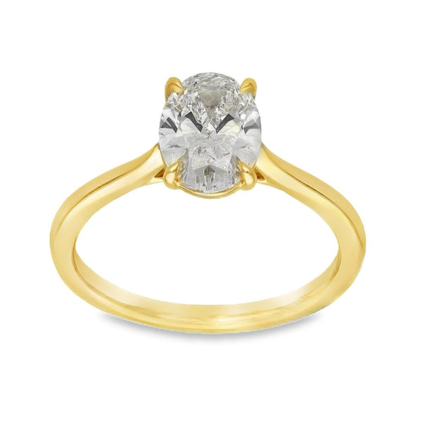 1.55ct Yellow Gold Certified Oval Diamond Engagement Ring -F/VS2