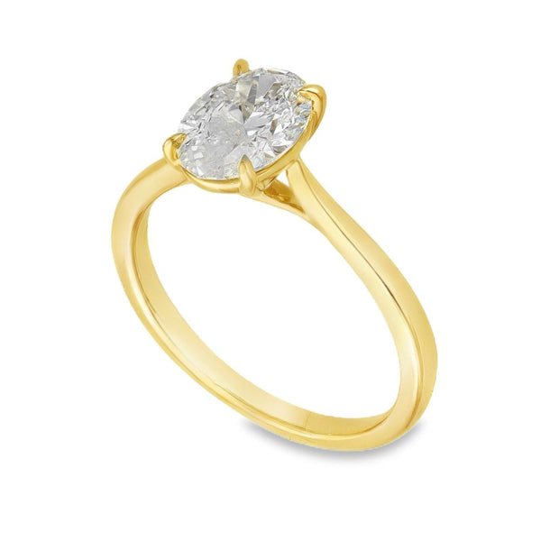 1.55ct Yellow Gold Certified Oval Diamond Engagement Ring -F/VS2