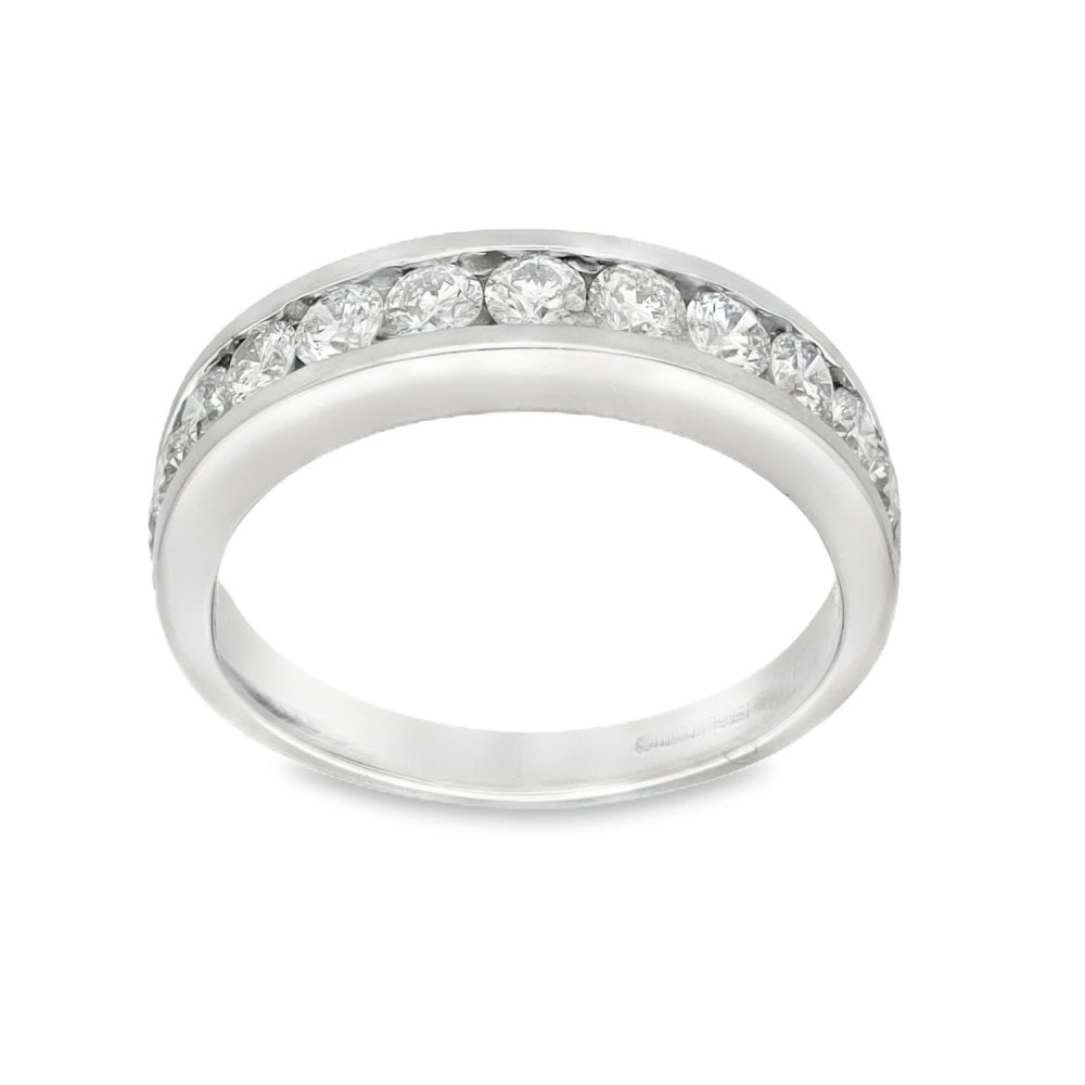 18ct White Gold Diamond Half-Eternity Ring - Size P - 1.00ct