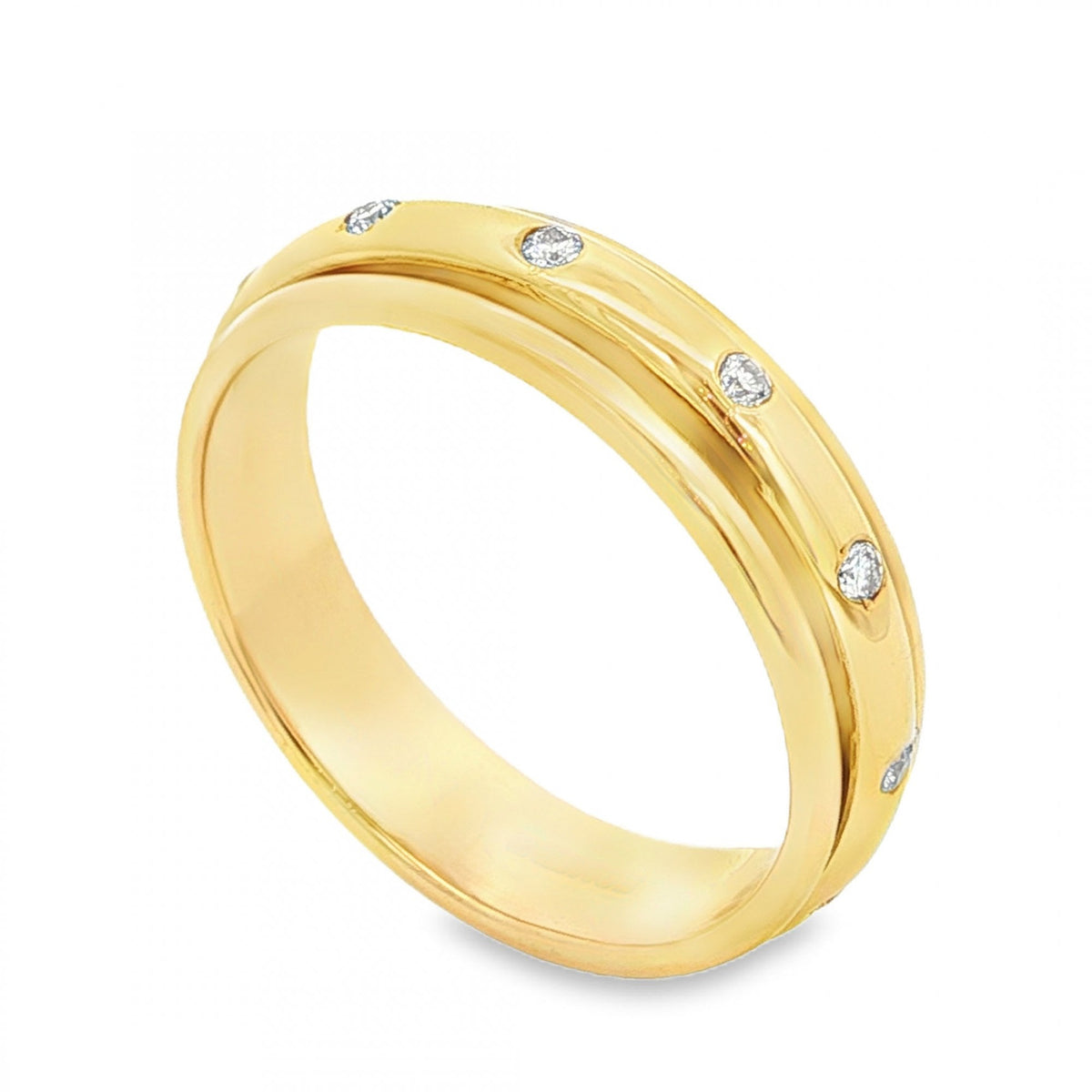 14ct Yellow Gold Diamond Spinner Wedding Band - Size Y - 0.50ct
