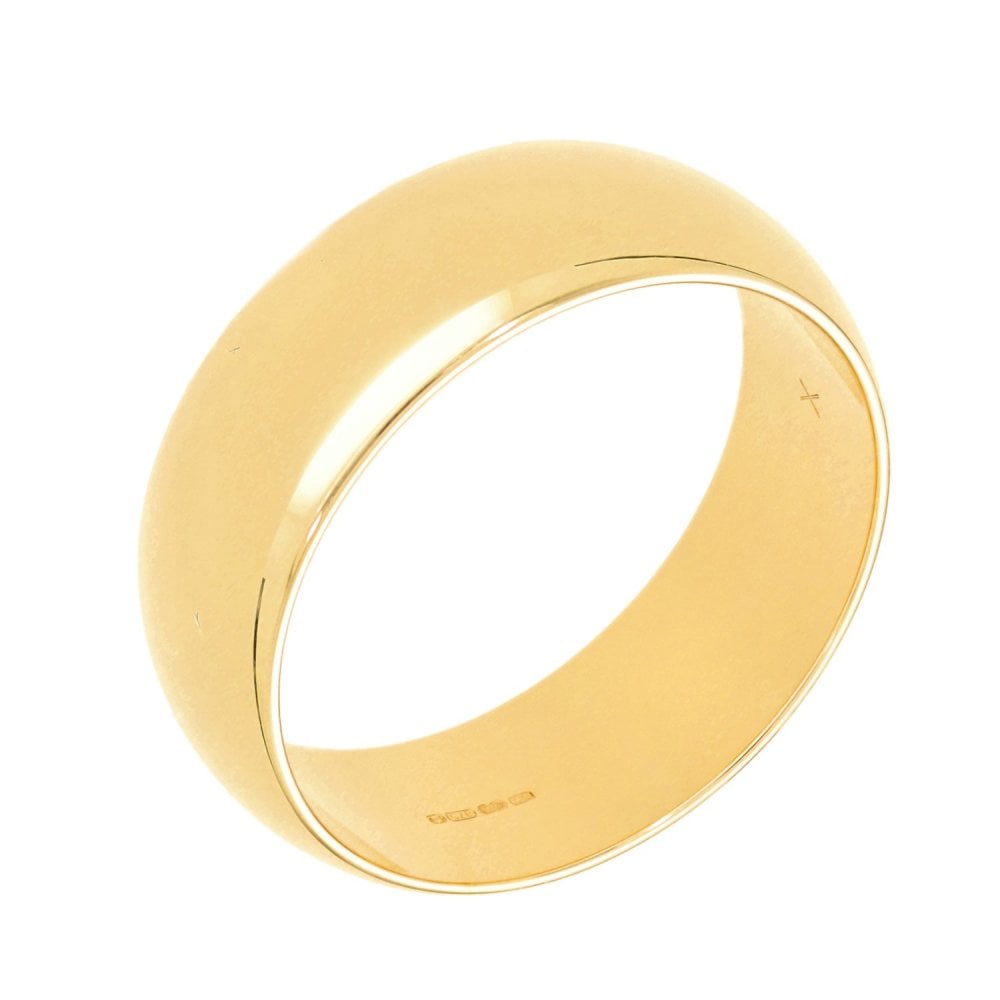 9ct Yellow Gold Plain Wedding Band - Size W - 8mm
