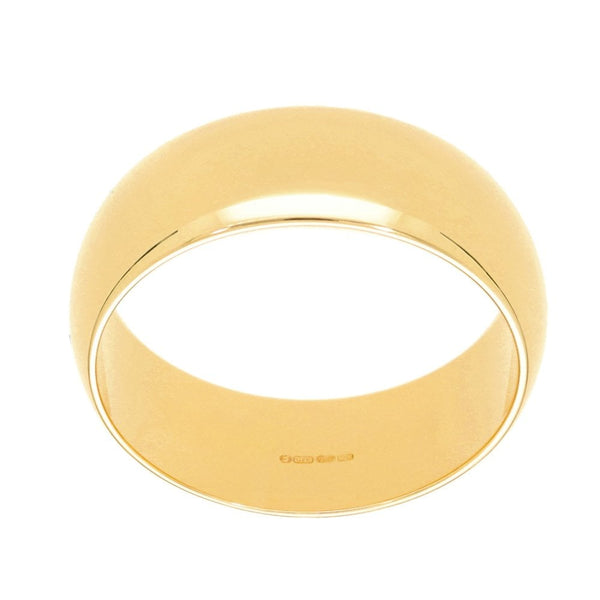 9ct Yellow Gold Plain Wedding Band - Size W - 8mm