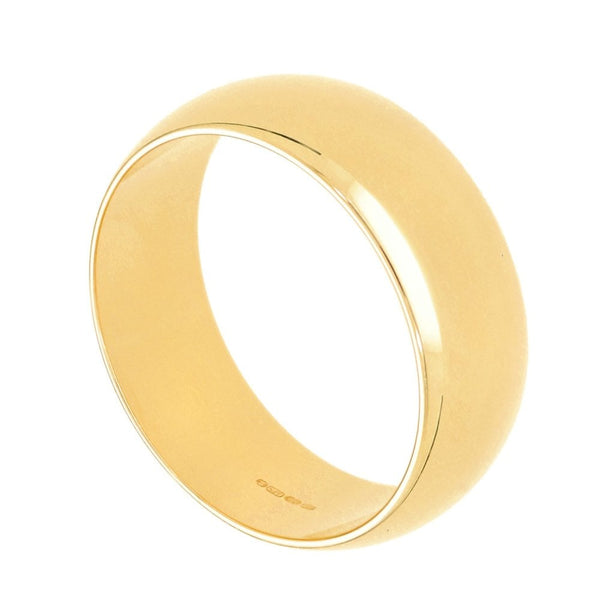 9ct Yellow Gold Plain Wedding Band - Size W - 8mm