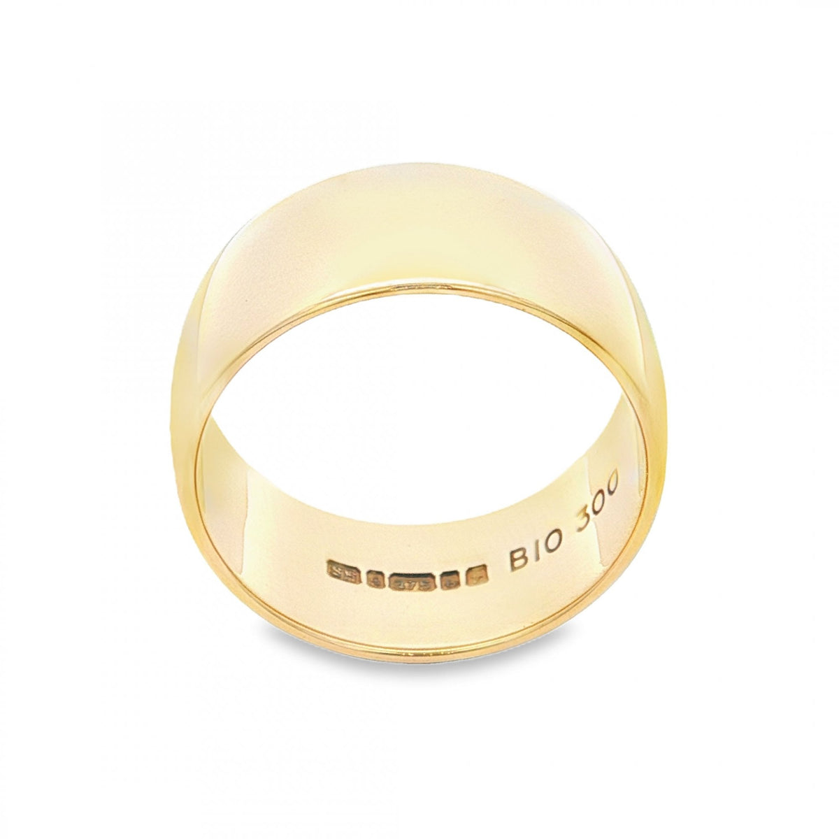 9ct Yellow Gold D-Shape Wedding Band - Size S½ - 10mm