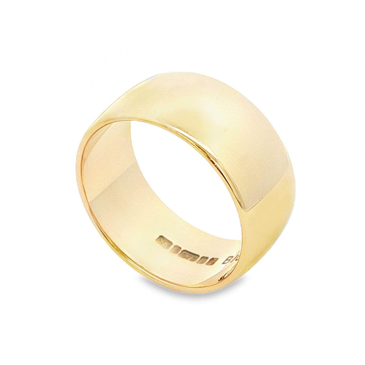 9ct Yellow Gold D-Shape Wedding Band - Size S½ - 10mm