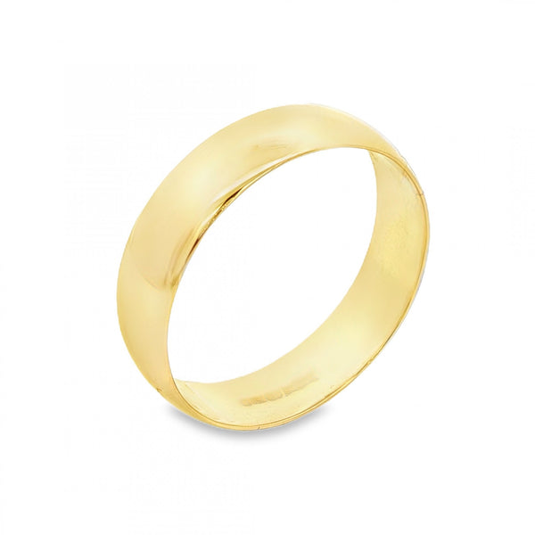 18ct Yellow Gold D-Shape Wedding Band - Size T - 6mm