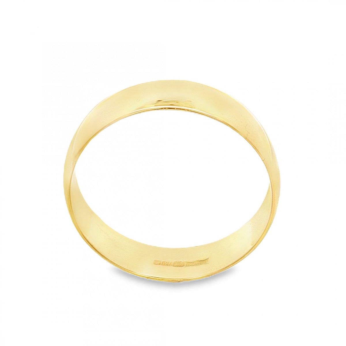 18ct Yellow Gold D-Shape Wedding Band - Size T - 6mm