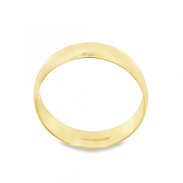 18ct Yellow Gold D-Shape Wedding Band - Size T - 6mm