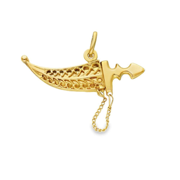 9ct Yellow Gold Arabian Dagger Pendant - 33x12x2.5mm - 2.5g