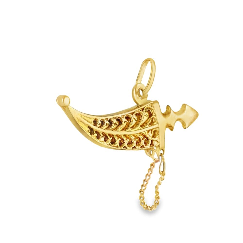 9ct Yellow Gold Arabian Dagger Pendant - 33x12x2.5mm - 2.5g