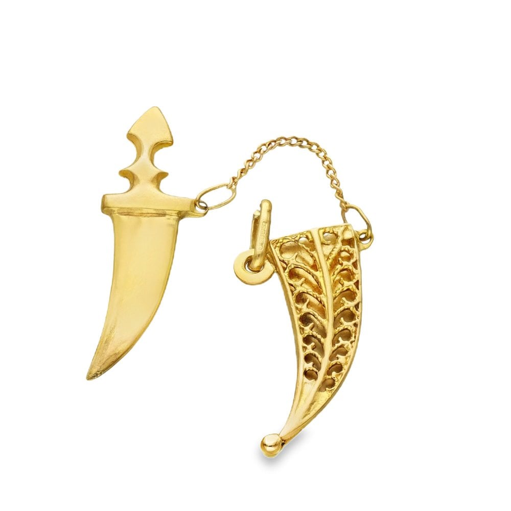 9ct Yellow Gold Arabian Dagger Pendant - 33x12x2.5mm - 2.5g