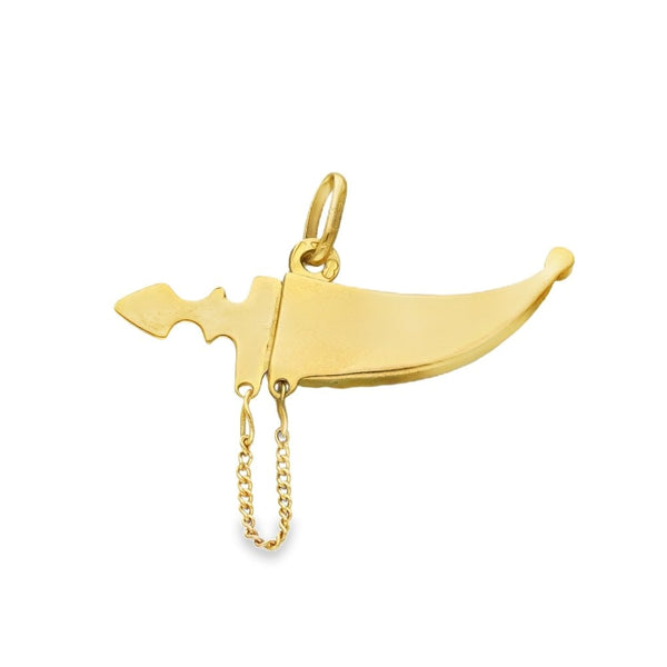 9ct Yellow Gold Arabian Dagger Pendant - 33x12x2.5mm - 2.5g