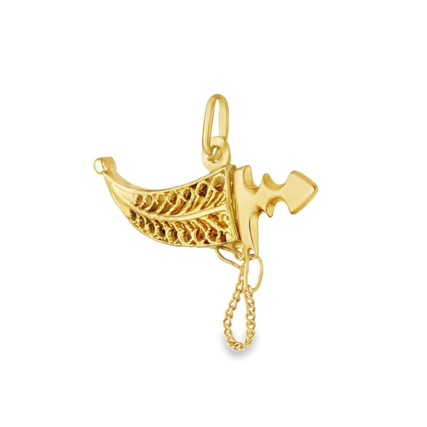 9ct Yellow Gold Arabian Dagger Pendant - 33x12x2.5mm - 2.5g