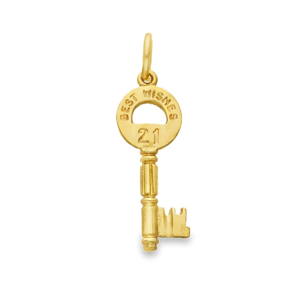 9ct Yellow Gold 21 Key Pendant - 10x25x2mm - 1.4g