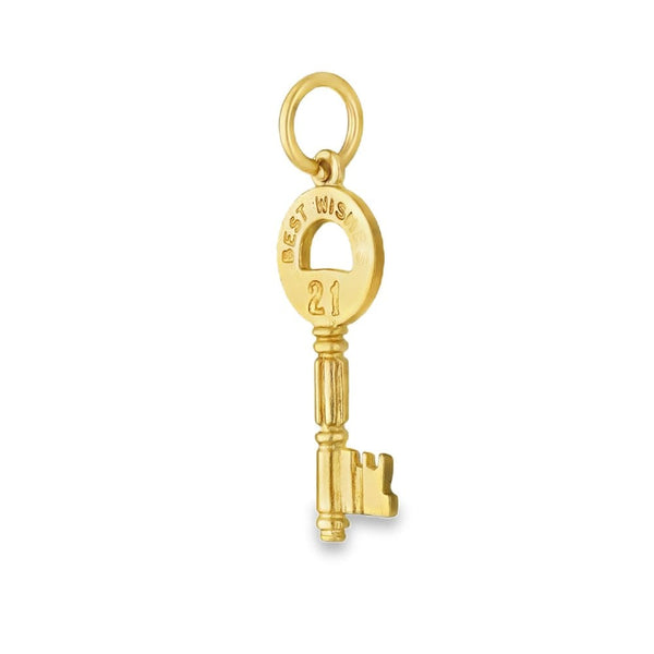 9ct Yellow Gold 21 Key Pendant - 10x25x2mm - 1.4g