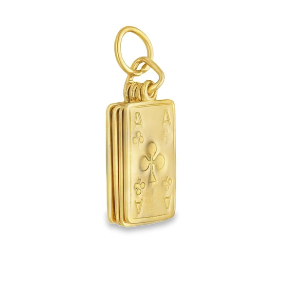 9ct Yellow Gold Four Aces Pendant - 11x19x3.5mm - 6.7g