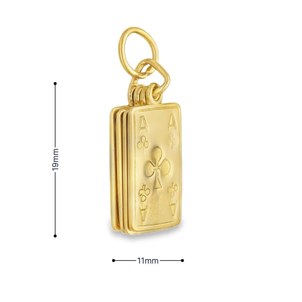 9ct Yellow Gold Four Aces Pendant - 11x19x3.5mm - 6.7g