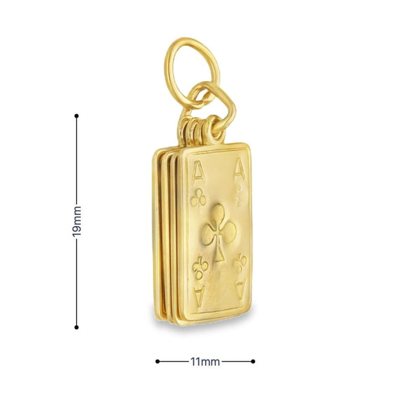 9ct Yellow Gold Four Aces Pendant - 11x19x3.5mm - 6.7g
