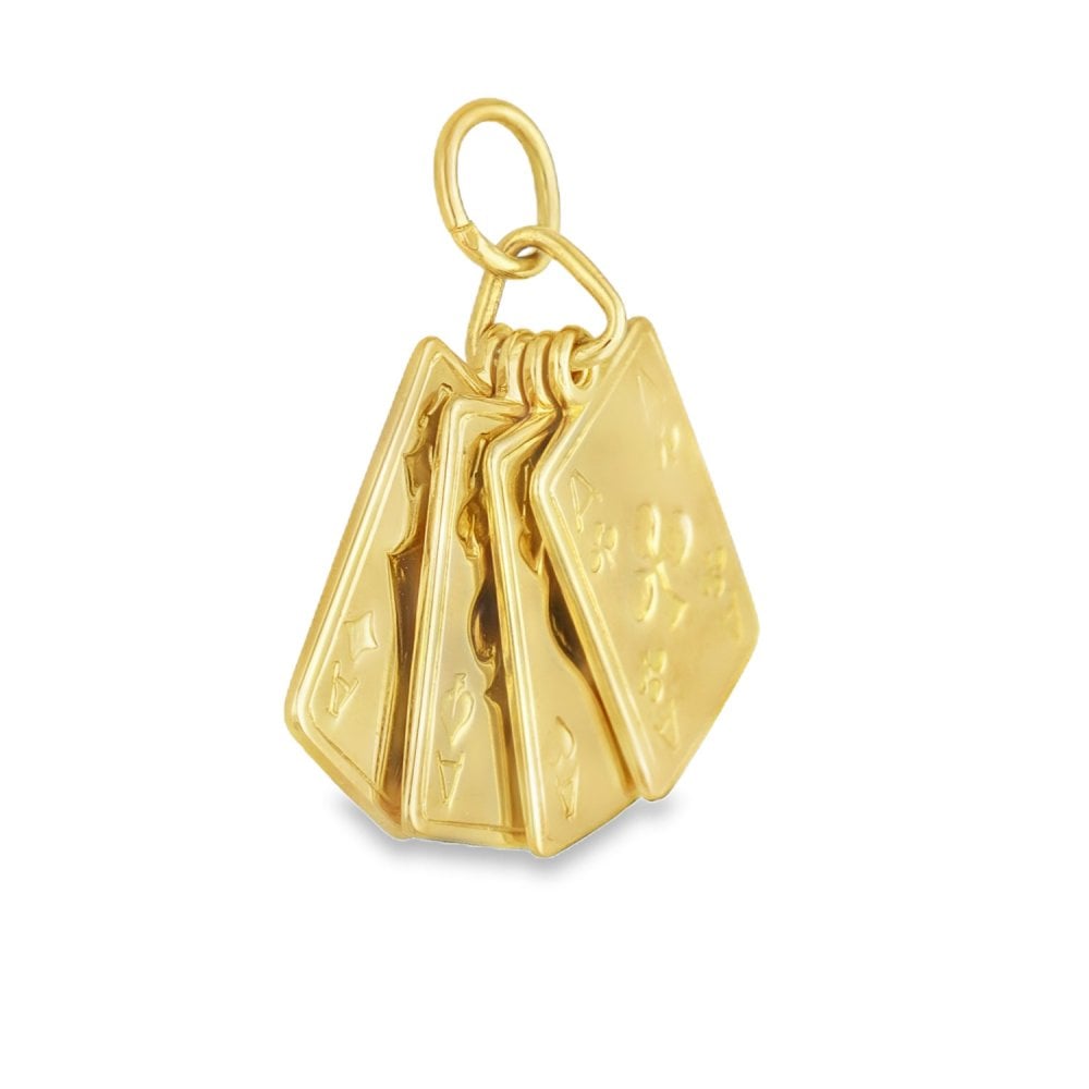 9ct Yellow Gold Four Aces Pendant - 11x19x3.5mm - 6.7g