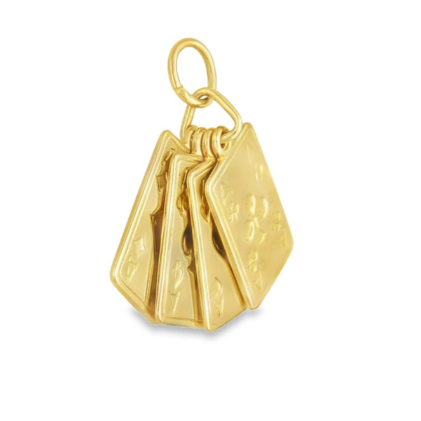 9ct Yellow Gold Four Aces Pendant - 11x19x3.5mm - 6.7g