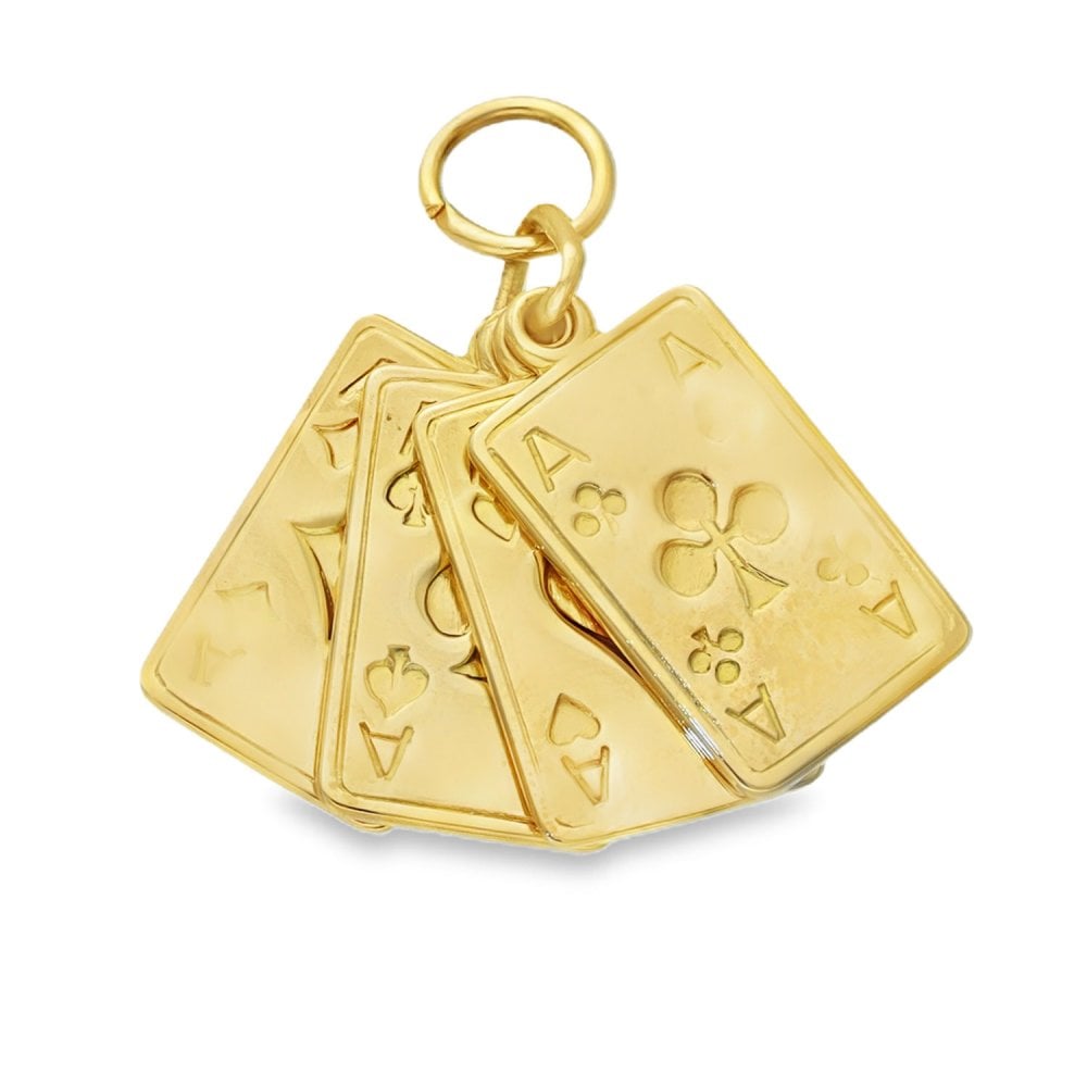 9ct Yellow Gold Four Aces Pendant - 11x19x3.5mm - 6.7g