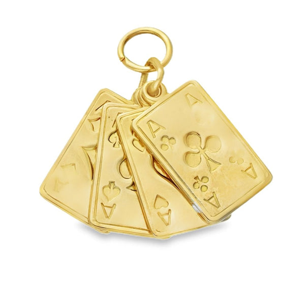 9ct Yellow Gold Four Aces Pendant - 11x19x3.5mm - 6.7g