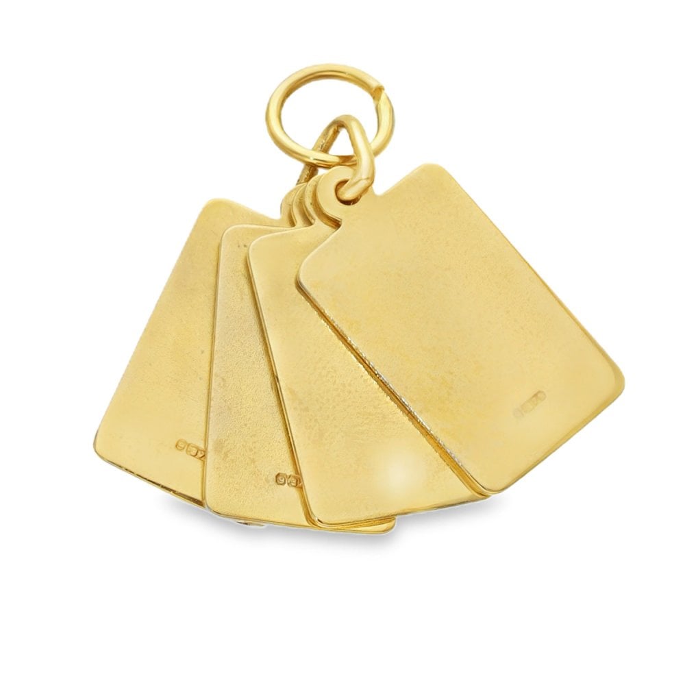 9ct Yellow Gold Four Aces Pendant - 11x19x3.5mm - 6.7g