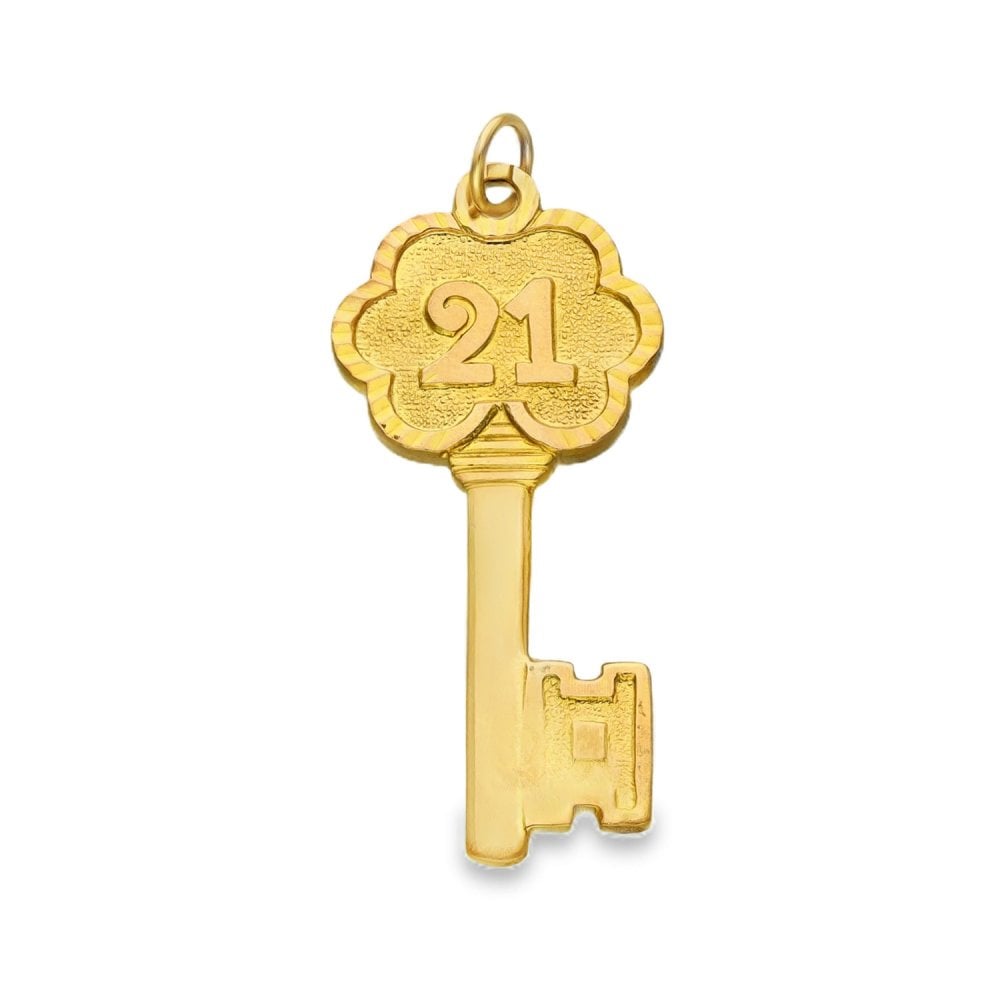 9ct Yellow Gold 21 Key Pendant - 36x16x1.5mm - 3.8g