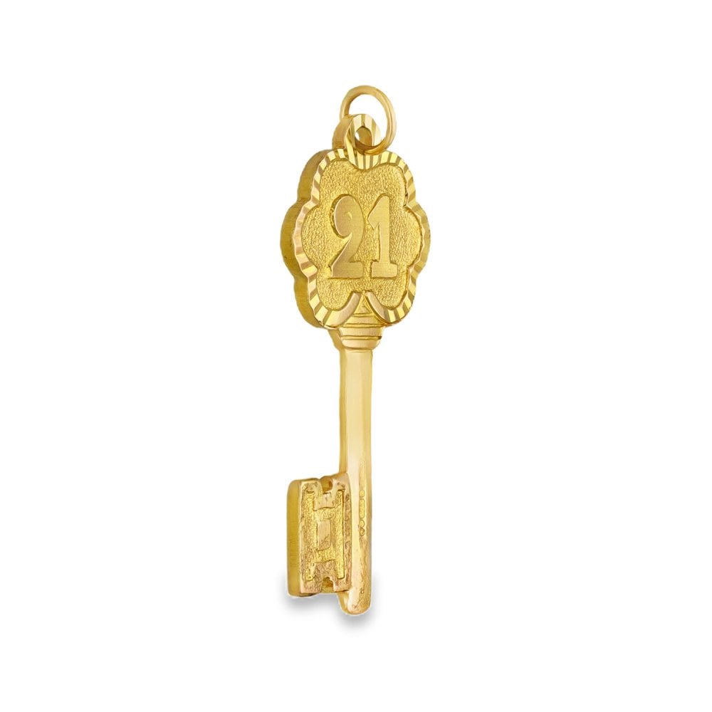 9ct Yellow Gold 21 Key Pendant - 36x16x1.5mm - 3.8g