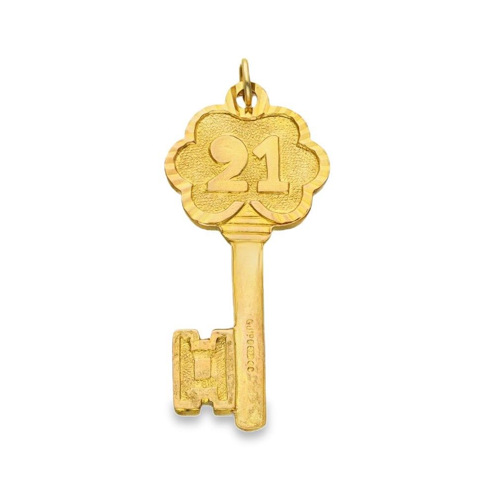 9ct Yellow Gold 21 Key Pendant - 36x16x1.5mm - 3.8g