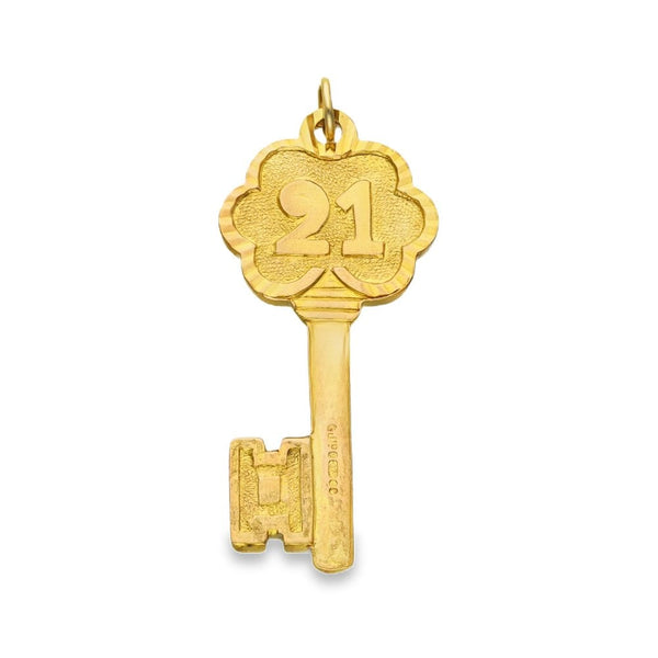 9ct Yellow Gold 21 Key Pendant - 36x16x1.5mm - 3.8g