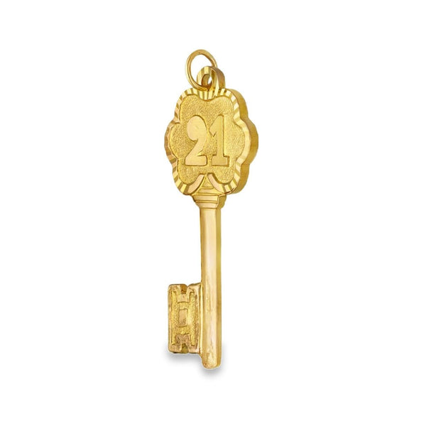 9ct Yellow Gold 21 Key Pendant - 36x16x1.5mm - 3.8g