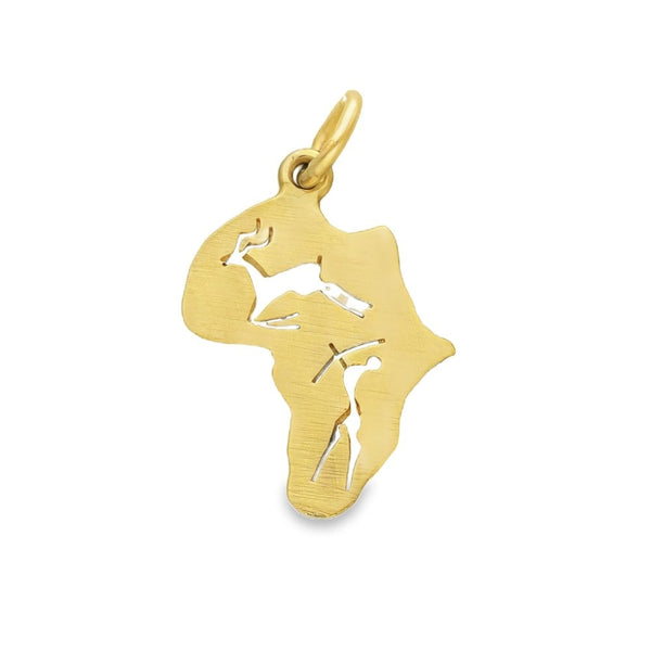 9ct Yellow Gold Antelope & Hunter Africa Pendant - 15x21mm -1.4g