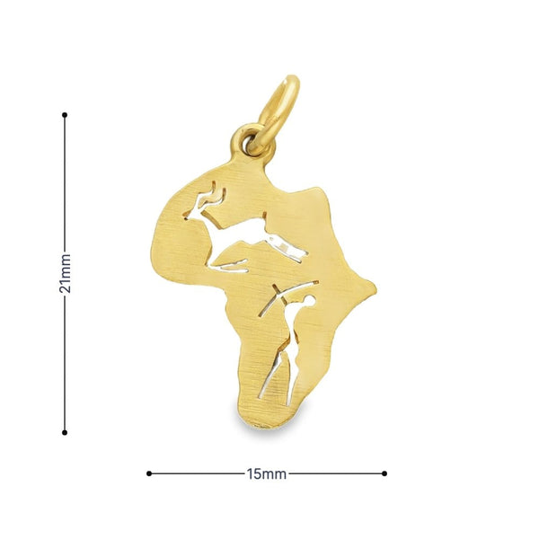 9ct Yellow Gold Antelope & Hunter Africa Pendant - 15x21mm -1.4g